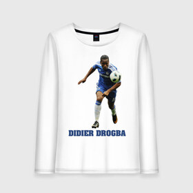 Женский лонгслив хлопок с принтом Didier Drogba - Chelsea в Белгороде, 100% хлопок |  | 