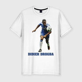 Мужская футболка премиум с принтом Didier Drogba - Chelsea в Белгороде, 92% хлопок, 8% лайкра | приталенный силуэт, круглый вырез ворота, длина до линии бедра, короткий рукав | 