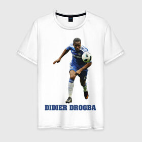 Мужская футболка хлопок с принтом Didier Drogba - Chelsea в Белгороде, 100% хлопок | прямой крой, круглый вырез горловины, длина до линии бедер, слегка спущенное плечо. | 