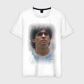Мужская футболка хлопок с принтом Diego Maradona (2) в Белгороде, 100% хлопок | прямой крой, круглый вырез горловины, длина до линии бедер, слегка спущенное плечо. | diego maradona | footballplayer | болельщикам | диего марадона | евро 2012 | футбол | футболист