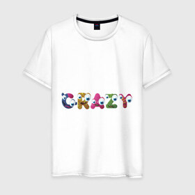 Мужская футболка хлопок с принтом Crazy (3) в Белгороде, 100% хлопок | прямой крой, круглый вырез горловины, длина до линии бедер, слегка спущенное плечо. | crazy | smile | безумие | безумство | глаза | крейзи | псих | смайлик | смайлики