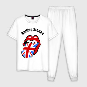 Мужская пижама хлопок с принтом Rolling Stones (3) в Белгороде, 100% хлопок | брюки и футболка прямого кроя, без карманов, на брюках мягкая резинка на поясе и по низу штанин
 | rolling stones