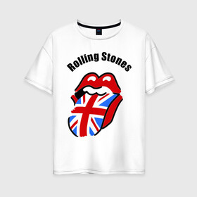 Женская футболка хлопок Oversize с принтом Rolling Stones (3) в Белгороде, 100% хлопок | свободный крой, круглый ворот, спущенный рукав, длина до линии бедер
 | rolling stones