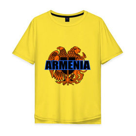 Мужская футболка хлопок Oversize с принтом Армения в Белгороде, 100% хлопок | свободный крой, круглый ворот, “спинка” длиннее передней части | Тематика изображения на принте: armenia | армянин | герб армении