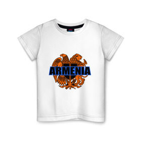 Детская футболка хлопок с принтом Армения в Белгороде, 100% хлопок | круглый вырез горловины, полуприлегающий силуэт, длина до линии бедер | armenia | армянин | герб армении