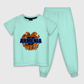 Детская пижама хлопок с принтом Армения в Белгороде, 100% хлопок |  брюки и футболка прямого кроя, без карманов, на брюках мягкая резинка на поясе и по низу штанин
 | armenia | армянин | герб армении