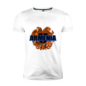 Мужская футболка премиум с принтом Армения в Белгороде, 92% хлопок, 8% лайкра | приталенный силуэт, круглый вырез ворота, длина до линии бедра, короткий рукав | Тематика изображения на принте: armenia | армянин | герб армении