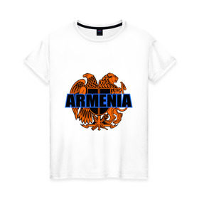 Женская футболка хлопок с принтом Армения в Белгороде, 100% хлопок | прямой крой, круглый вырез горловины, длина до линии бедер, слегка спущенное плечо | armenia | армянин | герб армении