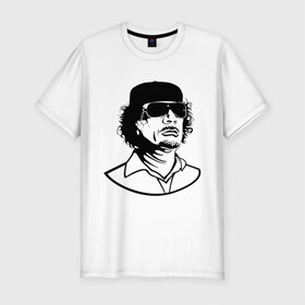 Мужская футболка премиум с принтом Kaddafi в Белгороде, 92% хлопок, 8% лайкра | приталенный силуэт, круглый вырез ворота, длина до линии бедра, короткий рукав | Тематика изображения на принте: кадафи | кадафиkaddafi | каддафи | ливия | муамар | муаммар