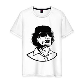 Мужская футболка хлопок с принтом Kaddafi в Белгороде, 100% хлопок | прямой крой, круглый вырез горловины, длина до линии бедер, слегка спущенное плечо. | кадафи | кадафиkaddafi | каддафи | ливия | муамар | муаммар