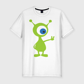 Мужская футболка премиум с принтом Инопланетный зверек в Белгороде, 92% хлопок, 8% лайкра | приталенный силуэт, круглый вырез ворота, длина до линии бедра, короткий рукав | гуманоид | инопланетный зверек с планеты эпиметей.пришельцы | инопланетянин | нло