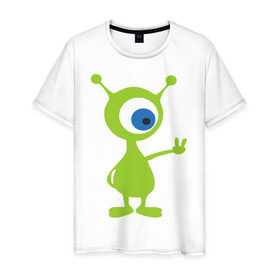 Мужская футболка хлопок с принтом Инопланетный зверек в Белгороде, 100% хлопок | прямой крой, круглый вырез горловины, длина до линии бедер, слегка спущенное плечо. | гуманоид | инопланетный зверек с планеты эпиметей.пришельцы | инопланетянин | нло