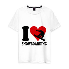 Мужская футболка хлопок с принтом I love snowboarding - Я люблю сноубординг в Белгороде, 100% хлопок | прямой крой, круглый вырез горловины, длина до линии бедер, слегка спущенное плечо. | board | i love snowboard | i love snowboarding | snowboarding | борд | доска | сноуборд | сноубординг | я люблю