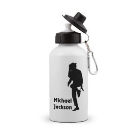 Бутылка спортивная с принтом Michael Jackson (15) в Белгороде, металл | емкость — 500 мл, в комплекте две пластиковые крышки и карабин для крепления | michael jackson | pop | король | легенда | майкл джексон | поп | силуэт