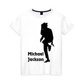 Женская футболка хлопок с принтом Michael Jackson (15) в Белгороде, 100% хлопок | прямой крой, круглый вырез горловины, длина до линии бедер, слегка спущенное плечо | michael jackson | pop | король | легенда | майкл джексон | поп | силуэт