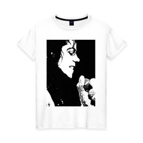 Женская футболка хлопок с принтом Michael Jackson (14) в Белгороде, 100% хлопок | прямой крой, круглый вырез горловины, длина до линии бедер, слегка спущенное плечо | michael jackson | pop | король | легенда | майкл джексон | майкл джексонпортрет | поп