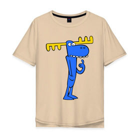 Мужская футболка хлопок Oversize с принтом Лось в Белгороде, 100% хлопок | свободный крой, круглый ворот, “спинка” длиннее передней части | happy tree friends | лось