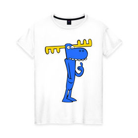 Женская футболка хлопок с принтом Лось в Белгороде, 100% хлопок | прямой крой, круглый вырез горловины, длина до линии бедер, слегка спущенное плечо | happy tree friends | лось