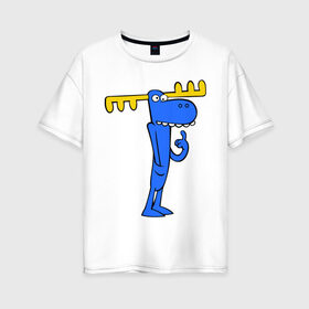Женская футболка хлопок Oversize с принтом Лось в Белгороде, 100% хлопок | свободный крой, круглый ворот, спущенный рукав, длина до линии бедер
 | happy tree friends | лось