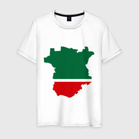Мужская футболка хлопок с принтом Чечня (Chechnya) в Белгороде, 100% хлопок | прямой крой, круглый вырез горловины, длина до линии бедер, слегка спущенное плечо. | кавказ | карта | чеченец | чеченский | чеченцы | чечня | чичня