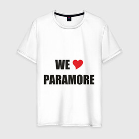 Мужская футболка хлопок с принтом Paramore в Белгороде, 100% хлопок | прямой крой, круглый вырез горловины, длина до линии бедер, слегка спущенное плечо. | Тематика изображения на принте: paramore | rock | we love | параморе | рок | сердце