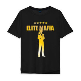 Мужская футболка хлопок Oversize с принтом Элитная мафия в Белгороде, 100% хлопок | свободный крой, круглый ворот, “спинка” длиннее передней части | elite mafia | gangsters | mafia | гангстеры | золото | мафия | элитная мафия