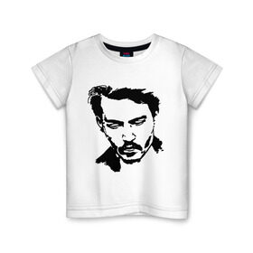 Детская футболка хлопок с принтом Jonny Depp в Белгороде, 100% хлопок | круглый вырез горловины, полуприлегающий силуэт, длина до линии бедер | depp | johnny depp | jonny depp | депп | джек воробей
