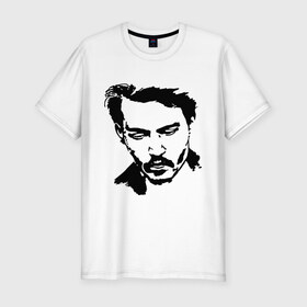 Мужская футболка премиум с принтом Jonny Depp в Белгороде, 92% хлопок, 8% лайкра | приталенный силуэт, круглый вырез ворота, длина до линии бедра, короткий рукав | depp | johnny depp | jonny depp | депп | джек воробей