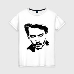 Женская футболка хлопок с принтом Jonny Depp в Белгороде, 100% хлопок | прямой крой, круглый вырез горловины, длина до линии бедер, слегка спущенное плечо | depp | johnny depp | jonny depp | депп | джек воробей