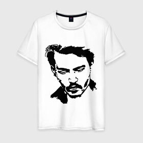 Мужская футболка хлопок с принтом Jonny Depp в Белгороде, 100% хлопок | прямой крой, круглый вырез горловины, длина до линии бедер, слегка спущенное плечо. | depp | johnny depp | jonny depp | депп | джек воробей