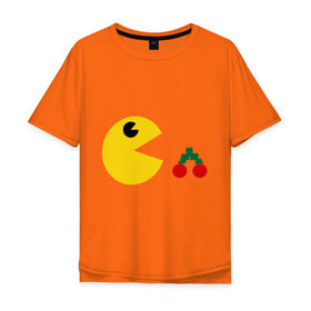Мужская футболка хлопок Oversize с принтом Pac-Man в Белгороде, 100% хлопок | свободный крой, круглый ворот, “спинка” длиннее передней части | 