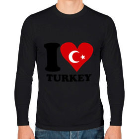 Мужской лонгслив хлопок с принтом I love turkey в Белгороде, 100% хлопок |  | Тематика изображения на принте: i love turkey | полумесяц | турция | флаги | я люблю