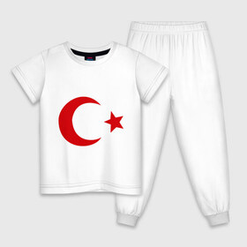 Детская пижама хлопок с принтом Турция в Белгороде, 100% хлопок |  брюки и футболка прямого кроя, без карманов, на брюках мягкая резинка на поясе и по низу штанин
 | turkey | полумесяц | турция | флаги