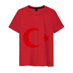 Мужская футболка хлопок с принтом Турция в Белгороде, 100% хлопок | прямой крой, круглый вырез горловины, длина до линии бедер, слегка спущенное плечо. | Тематика изображения на принте: turkey | полумесяц | турция | флаги