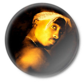 Значок с принтом Tupac в Белгороде,  металл | круглая форма, металлическая застежка в виде булавки | Тематика изображения на принте: 2pac | gangsta | gansta | hip | hip hop | hop | rap | рэп | рэпчина | тупак | хип | хип хоп | хипхоп | хоп