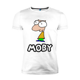 Мужская футболка премиум с принтом Moby в Белгороде, 92% хлопок, 8% лайкра | приталенный силуэт, круглый вырез ворота, длина до линии бедра, короткий рукав | dj | moby | диджей | певцы | прикольные