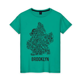Женская футболка хлопок с принтом Brooklyn в Белгороде, 100% хлопок | прямой крой, круглый вырез горловины, длина до линии бедер, слегка спущенное плечо | gangsta | gansta | hip | hip hop | hop | rap | бруклин | рэп | хип | хип хоп | хипхоп | хоп