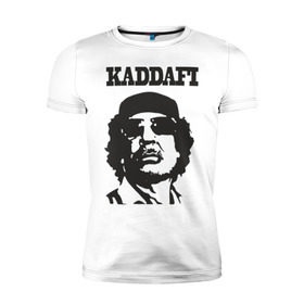 Мужская футболка премиум с принтом Каддафи (4) в Белгороде, 92% хлопок, 8% лайкра | приталенный силуэт, круглый вырез ворота, длина до линии бедра, короткий рукав | Тематика изображения на принте: восток | каддафи | ливия | министр | муамар