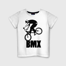 Детская футболка хлопок с принтом BMX 3 в Белгороде, 100% хлопок | круглый вырез горловины, полуприлегающий силуэт, длина до линии бедер | Тематика изображения на принте: bmx | free style | бмэкс | велик | вело | велосипедист | фристайл | экстрим | экстримальный