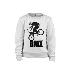 Детский свитшот хлопок с принтом BMX 3 в Белгороде, 100% хлопок | круглый вырез горловины, эластичные манжеты, пояс и воротник | bmx | free style | бмэкс | велик | вело | велосипедист | фристайл | экстрим | экстримальный