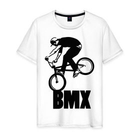 Мужская футболка хлопок с принтом BMX 3 в Белгороде, 100% хлопок | прямой крой, круглый вырез горловины, длина до линии бедер, слегка спущенное плечо. | Тематика изображения на принте: bmx | free style | бмэкс | велик | вело | велосипедист | фристайл | экстрим | экстримальный