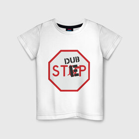 Детская футболка хлопок с принтом Dub step знак в Белгороде, 100% хлопок | круглый вырез горловины, полуприлегающий силуэт, длина до линии бедер | Тематика изображения на принте: dubstep | даб | дабстеп | дорожные знаки
