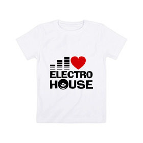 Детская футболка хлопок с принтом Electro house love в Белгороде, 100% хлопок | круглый вырез горловины, полуприлегающий силуэт, длина до линии бедер | Тематика изображения на принте: эквалайзер