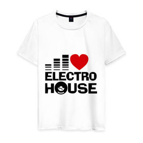 Мужская футболка хлопок с принтом Electro house love в Белгороде, 100% хлопок | прямой крой, круглый вырез горловины, длина до линии бедер, слегка спущенное плечо. | эквалайзер