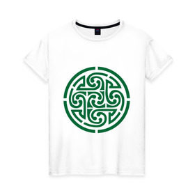 Женская футболка хлопок с принтом Кельтский круг в Белгороде, 100% хлопок | прямой крой, круглый вырез горловины, длина до линии бедер, слегка спущенное плечо | кельтский куг | кельтский орнамент | круг из кельтских узоров.кельты