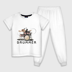 Детская пижама хлопок с принтом Drummer в Белгороде, 100% хлопок |  брюки и футболка прямого кроя, без карманов, на брюках мягкая резинка на поясе и по низу штанин
 | drummer | барабанщик | барабаны | драммер | ударник | ударные
