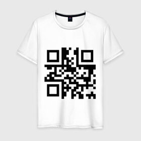 Мужская футболка хлопок с принтом qr Код в Белгороде, 100% хлопок | прямой крой, круглый вырез горловины, длина до линии бедер, слегка спущенное плечо. | qr | qr код | qr кодandroid | андроид | штрих код