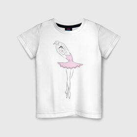 Детская футболка хлопок с принтом Балерина (2) в Белгороде, 100% хлопок | круглый вырез горловины, полуприлегающий силуэт, длина до линии бедер | Тематика изображения на принте: балерина | балет | искусство | театр