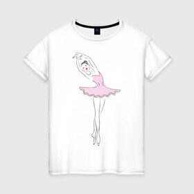 Женская футболка хлопок с принтом Балерина (2) в Белгороде, 100% хлопок | прямой крой, круглый вырез горловины, длина до линии бедер, слегка спущенное плечо | балерина | балет | искусство | театр