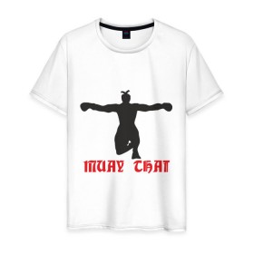 Мужская футболка хлопок с принтом Muay Thai (Муай Тай) (2) в Белгороде, 100% хлопок | прямой крой, круглый вырез горловины, длина до линии бедер, слегка спущенное плечо. | емельяненко